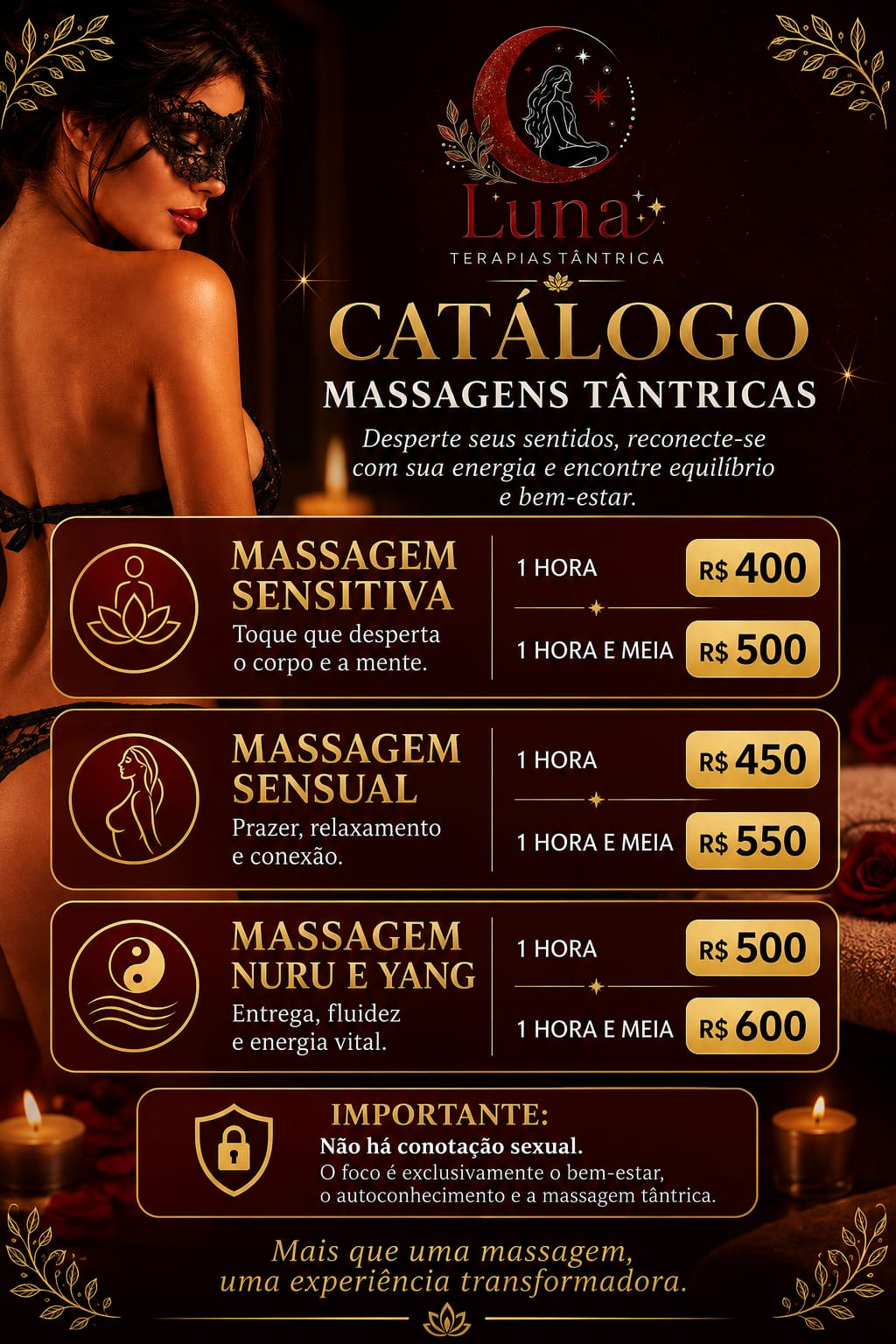 Catálogo de massagens tântricas da Luna Terapias